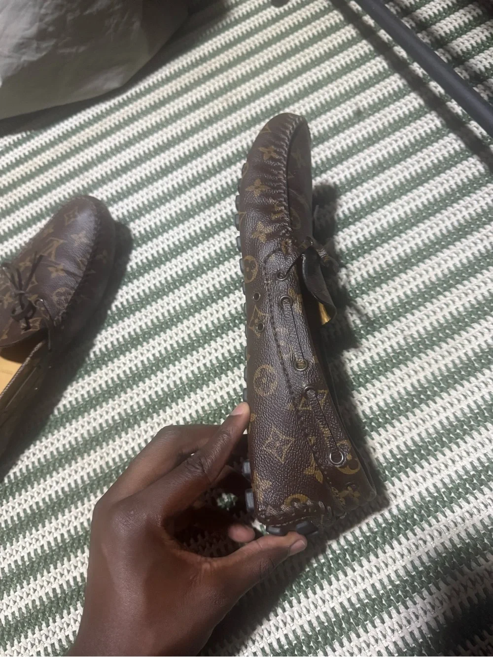 Louis Vuitton Dark Brown Monogram Leather Driving Loafers